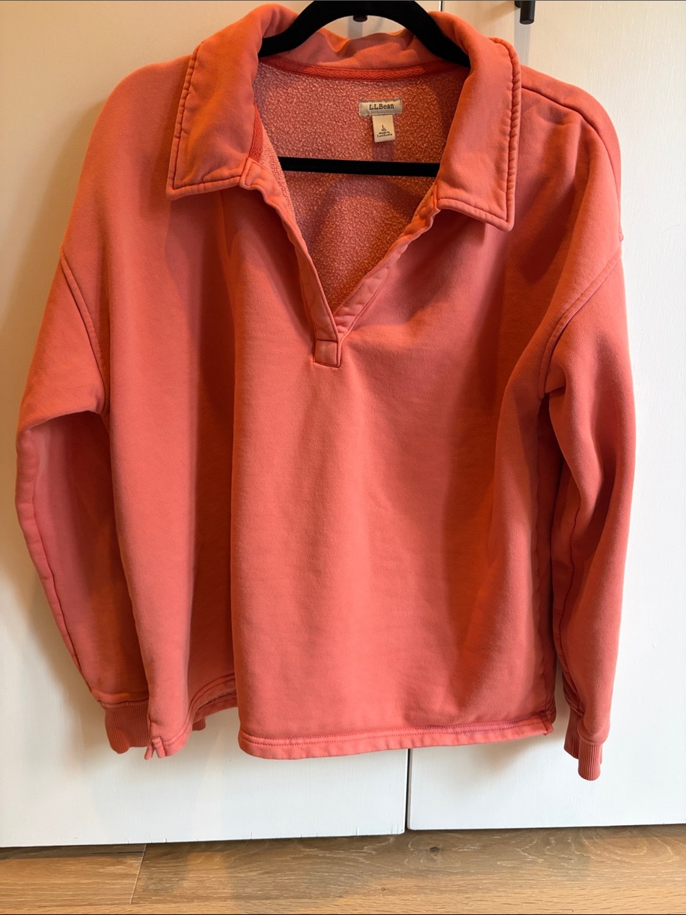 L.L. Bean Coral-Pink Pullover Collar Sweatshirt